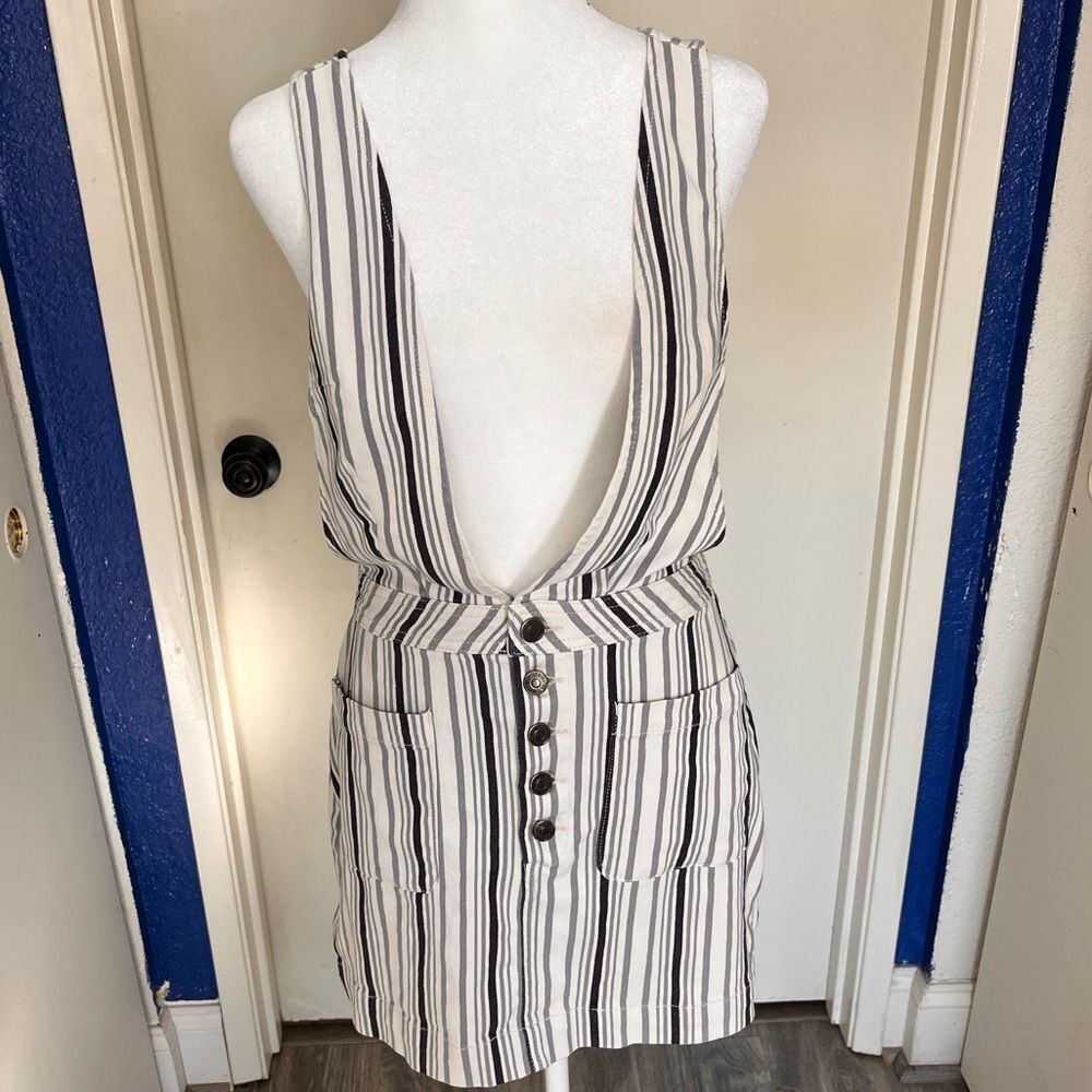 Free People Old School Love Jumper Pinstripe Mini Dress – Size 6 - Picture 7 of 12